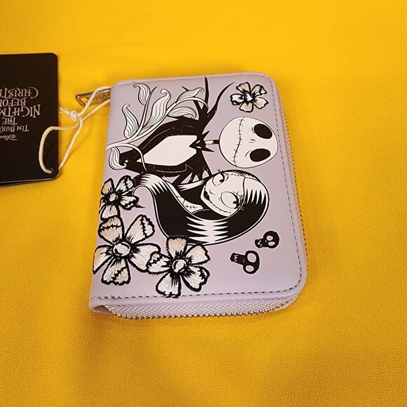 Loungefly Disney NBC Jack & Sally Floral Lavender Floral Zip Wallet NEW - Picture 9 of 12